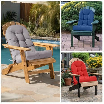 Adirondack Chair Cushion Tufted Waterproof Outdoor Rocking Chair Cushions with Ties Anti-Slip High Back Patio Chair Cushions for Patio Furniture Cushions - color: Gray