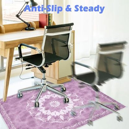 Office Chair Mat for Hard Floors, Desk Chair Rug Protector for Rolling Chair, Anti-Slip Computer Gaming Chair Mat, Carpet Mats for Home Office(Purple,4×5ft/48×60in) - size: 4×5ft/48×60in