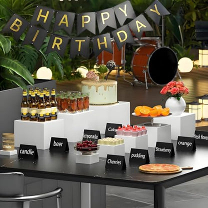 Yimy 6 PCS Buffet Risers, White Acrylic Food Risers for Buffet Table, Cube Boxes with Hollow Bottoms, Catering Display Stand Shelf for Dessert Party Jewelry & Collectibles(5"x6"x6.8"x7 x7.5 x8'')