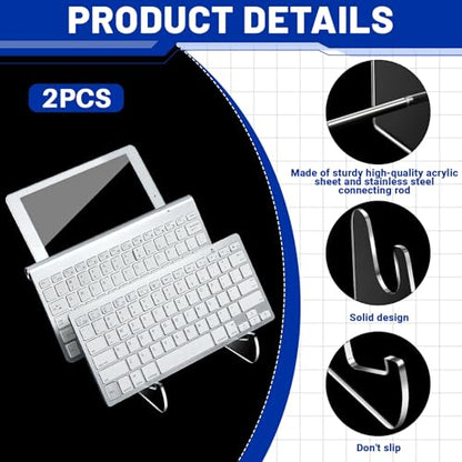 Taiyin Acrylic Keyboard Display Stand Holder Mechanical Computer Stand Shelf for Desk Transparent Acrylic 3 Tier Keyboards Storage Holder Tray for Computer Tablet Picture Frame(2 Pcs)