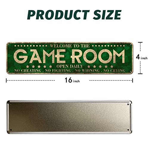 Game Room Décor Metal Aluminum Novelty Tin Sign | 4" x 16", Man Cave Signs - color: Game Room