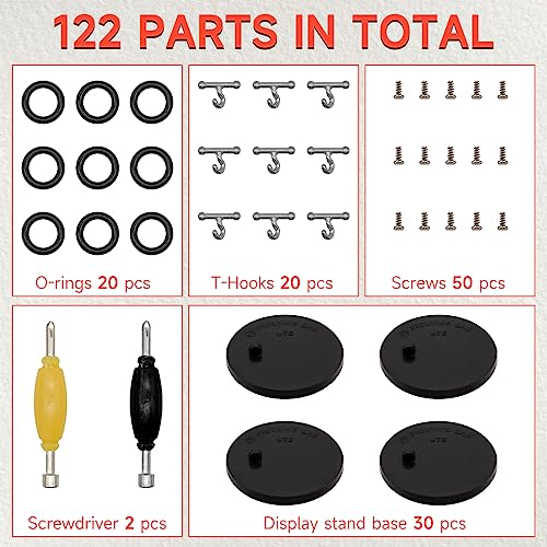 SIXPOINTS 30 Pieces Black Round Display Stand Base,20 T Hook +20 O-Rings Waistband +50 Screws+2 Spanner, Body Repair Part Set For 3.75 " Vintage G.i Joe Action Figure Toy - color: 30PCS-Black Round Set