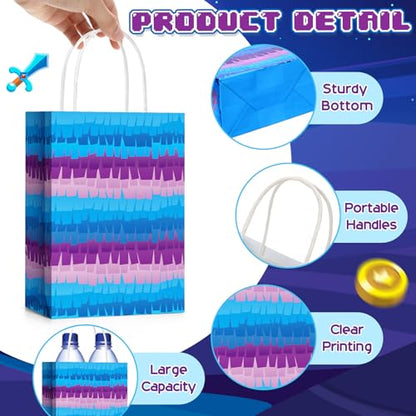 Epakh 12 Pcs Video Game Goodie Bags Anime Video Game Gift Bags with Handle Gamer Theme Party Supplies for Kids Boys Girls Gaming Themed Birthday Party Favors