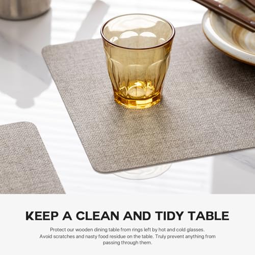 Baroyal Faux Leather Placemats Set of 6 Vinyl Washable Wipeable Table Mats for Kitchen Dining Table Heat Resistant Waterproof Modern Indoor/Outdoor Placemats Non-Slip Easy Clean Place Mats (Mix Gray) - color: C-mix Gray