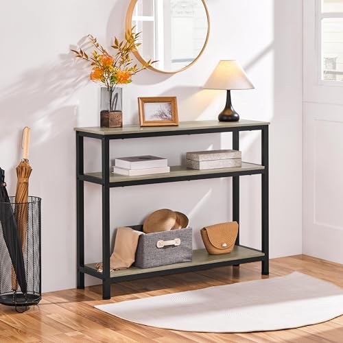 Yaheetech Entryway Table with Storage Shelves, 40 Inch Console Table with Metal Frame, Wood Behind Couch Sofa Tables for Entryway, Living Room, Gray - color: Grey