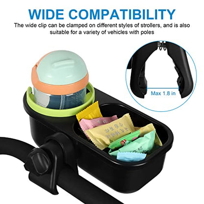 Accmor Stroller Cup Holder with Tray, Universal Cup Holder Tray for Uppababy Nuna Doona Strollers, Bottle Drinks Holder for Stroller, Wheelchair, Walker - style: Tray-2 in-1-Green