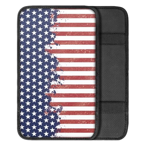 Wanyint Car Center Console Cover, 4th of July Patriotic Armrest Cover Auto Armrest Cushion Seat Box Pad Unversal Fit for Most Trucks SUV Sedans, American Flag Splatter - color: American Flag Splatter
