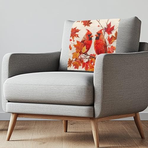 Cardinal Bird Recliner Headrest Cover Fall Decorations for Home Maple Couch Headrest Covers Easy to Install Pet Scratch Resistant Sofa Head Protector 2 Pcs - color: Maple Cardinal Bird