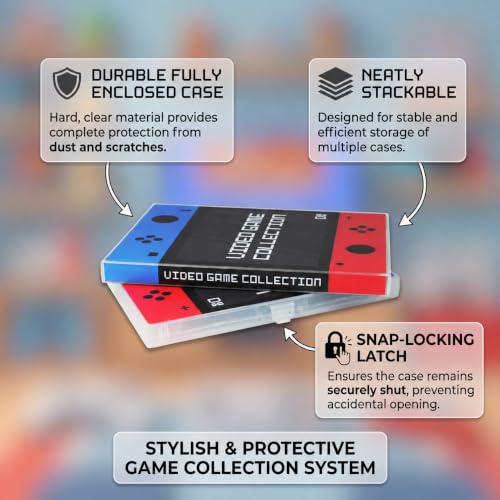 UniKeep Game Case for Nintendo Switch Cartridges - Holds 60 Video Games Securely in Foam | Heavy Duty Compact Travel Storage Binder & Protective Holder Organizer with Snap-Lock Closure - color: red / blue