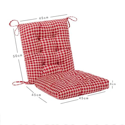 Outdoor Patio Cushion, Rocking Chair Cushion, Tufted Pads, Set of Upper and Lower with Ties Pack of 2 (2 Sets) - Back 20"×17", Seat 17"×17" (Red Houndstooth) - color: Red Houndstooth