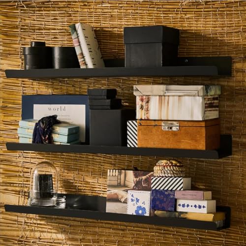 BYCY Metal Floating Shelves Set of 4,15.6 inch Floating Bookshelves for Wall Mounted,Wide Magnetic Book Display Wall Shelves for Classrooms Kitchen Bedroom Room Decor (Black, 23.6inch,2pcs) - color: Black, size: 23.6inch,2pcs