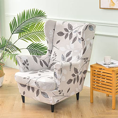 KRFOONN Wingback Chair Covers Slipcovers 2 Piece Stretch Wing Chair Covers Spandex Slipcovers Wingback Sofa Cover Armchair Covers Non-Slip Furniture Protector for Living Room Wingback Chairs, A13 - color: A13