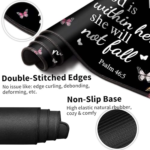 Extended Large Gaming Mouse Pad with Coaster - 35.4 x 15.7 Full Desk Mousepad - Stitched Edges - Ultimate Gaming Desk Mat - Bible Flowers - color: Bible FLowers, size: 35.4L x 15.7W inches