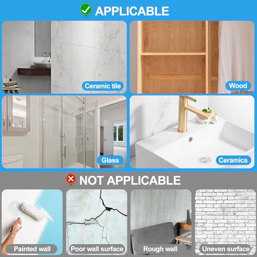 JINSHUNFA Adhesive Wall Hooks 13LB Heavy Duty No Drill Large Transparent Waterproof Hooks for Bathroom Kitchen Towel Coat 8 Pack - color: Clear, size: Large 8 Pcs