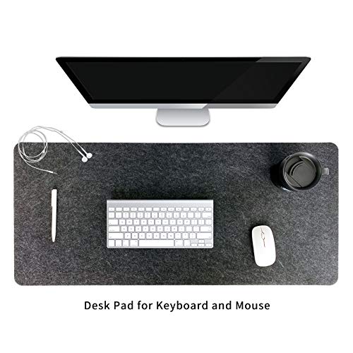 Felt Desk Mat, 35.5"x15.8", Large Keyboard and Mouse Pad for Computer, Non-Slip Wool Desk Pad for Office and Home, Dark Gray - color: Dark Gray
