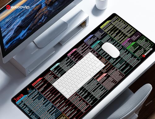 excovip Java Commands Shortcuts Mouse Pad -80x30x0.2 cm Extended Large Cheat Sheet Mousepad PC Office Spreadsheet Keyboard Mouse Mat Non-Slip Stitched Edge 0302 - color: For JAVA