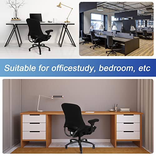 Tallew 4 Pcs Office Chair Covers Set Computer Universal Protective Stretchable Chair Seat Covers Desk Armrest Slipcovers Pads Office Cushion Backrest for Rotating (XL,Black) - color: Black
