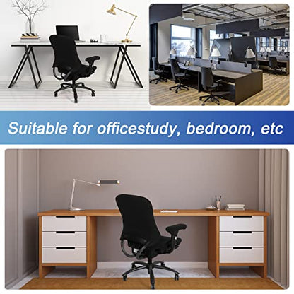 Tallew 4 Pcs Office Chair Covers Set Computer Universal Protective Stretchable Chair Seat Covers Desk Armrest Slipcovers Pads Office Cushion Backrest for Rotating (XL,Black) - color: Black