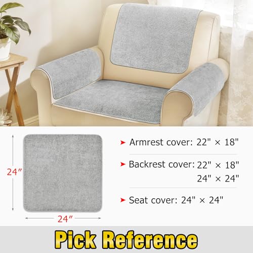 Couch Arm Covers, Sofa Arm Covers, Waterproof Armrest Cover for Sofa, Loveseat, Armchair, Anti-Slip Recliner Arm Cover, Headrest Cover, Arm Chair Covers Set of 2 (Light Gray, 24"×24") - color: Light Gray, size: 24" x 24" - 2 pcs