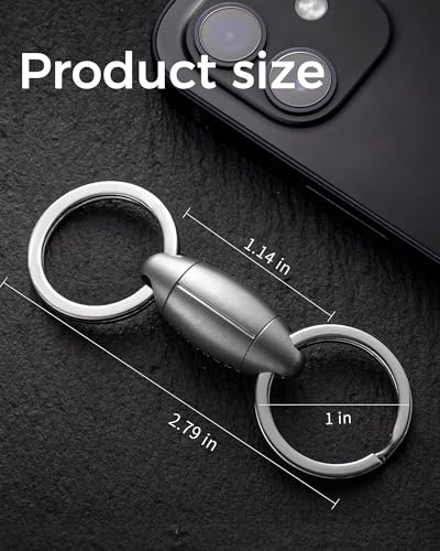 FEGVE Titanium Quick Release Swivel Keychain, Pull Apart Detachable Keychain Heavy Duty Car Key Holder with Key Rings - color: Matte 3 Pack