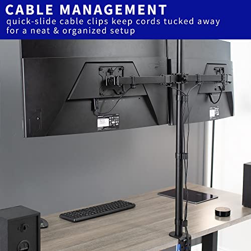 VIVO Dual Monitor Stand Up Desk Mount Extra Tall 39 inch Pole, Fully Adjustable Stand for up to 32 inch Screens, Black, STAND-V032T - size: 13" - 32" screens