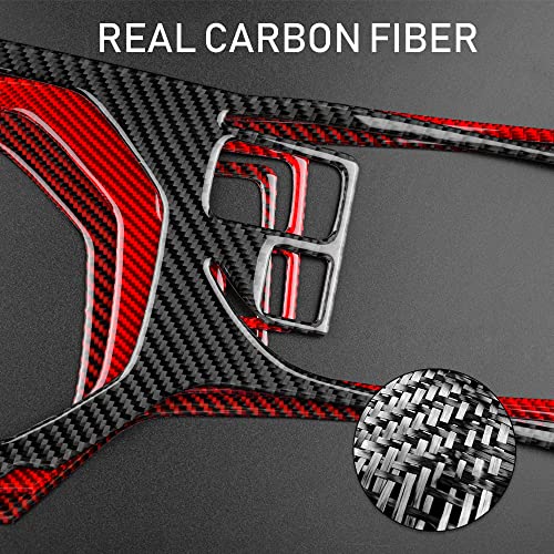 AIRSPEED Carbon Fiber Car Gear Shift Panel Cover Center Console External Frame Sticker Interior Trim for Subaru Impreza 2017-2019 Crosstrek 2018-2021 Accessories (Black with Red) - color: External Frame Cover-Black with Red