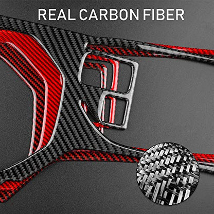 AIRSPEED Carbon Fiber Car Gear Shift Panel Cover Center Console External Frame Sticker Interior Trim for Subaru Impreza 2017-2019 Crosstrek 2018-2021 Accessories (Black with Red) - color: External Frame Cover-Black with Red