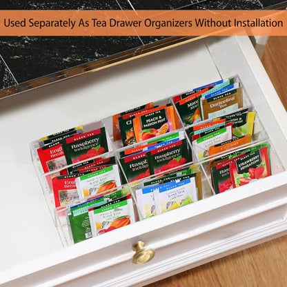 Tea Bag Organizer Holder, Acrylic Tea Packets Storage Box Container Display Stand Rack for Counter Cabinet Countertop Kitchen Office, 3 Tier - size: 3 Tier: 10.4" L X 5.3" W X 7.6" H