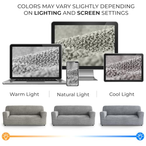 Premium Stretch Couch Covers for Sofa - Sofa Chair Cover Washable, Dogs & Pets Friendly - Elastic Polyester Loveseat Slipcovers - Non-Slip Love Seat Couch Covers - Ash (64"-85" Wide) - color: Ash, size: 64"-85" Wide