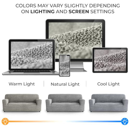 Premium Stretch Couch Covers for Sofa - Sofa Chair Cover Washable, Dogs & Pets Friendly - Elastic Polyester Loveseat Slipcovers - Non-Slip Love Seat Couch Covers - Ash (64"-85" Wide) - color: Ash, size: 64"-85" Wide