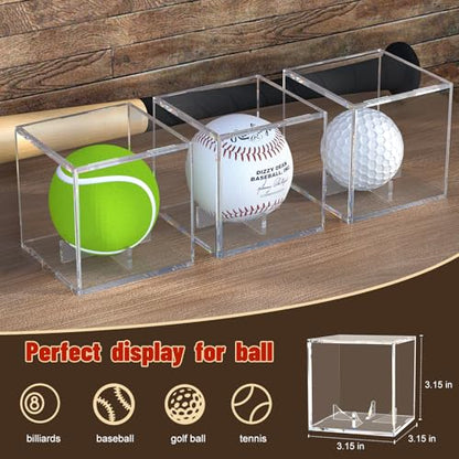 Acrylic Baseball Display Case, Clear Memorabilia Showcase for Display, Baseball Holders for Balls, Clear Display Cube Baseball Memorabilia Showcase Autographed Ball Protector - size: 3.15 x 3.15 x 3.15 inches