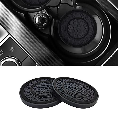 2 PCS Car Cup Holder Coaster,Car Coasters Cup Mats,2.75 Inch Universal Car Cup Coasters,Non-Slip Anti Dust Mats Cup Holder Insert Coaster, Suitable for Most Car Interior (Black) - color: Black
