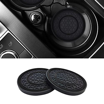 2 PCS Car Cup Holder Coaster,Car Coasters Cup Mats,2.75 Inch Universal Car Cup Coasters,Non-Slip Anti Dust Mats Cup Holder Insert Coaster, Suitable for Most Car Interior (Black) - color: Black