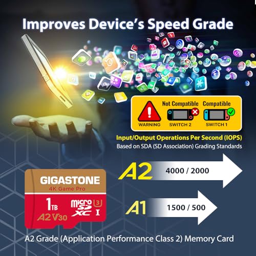 【for Switch 1 Only】 GIGASTONE 1TB Micro SD Card, 4K Game Pro, MicroSDXC Memory Card for Gaming Console, Action Camera, UHD Video, up to 150/130 MB/s, UHS-I U3 A2 V30 C10【5-Years Data Recovery】 - color: 1TB 4K Game Pro 1-Pack