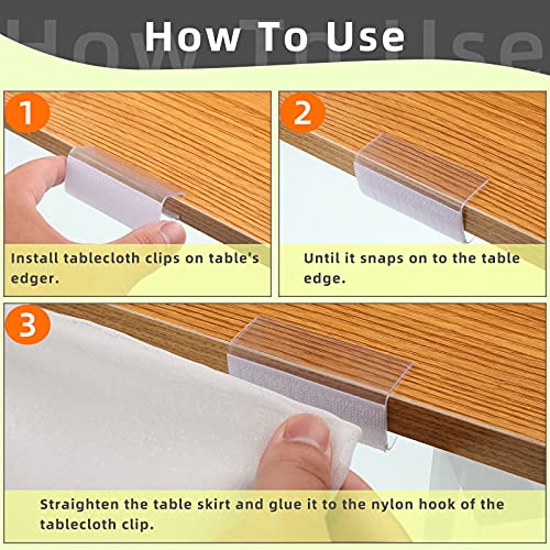 Maitys 180 Pcs Clear Table Skirt Clips Bulk, Transparent Plastic Tablecloth Clip Holder Clamps with Hook Loop for Wedding Picnic Camping Party Indoor Outdoor Events, Fits 3/4 to 1 Inch Thick Tables
