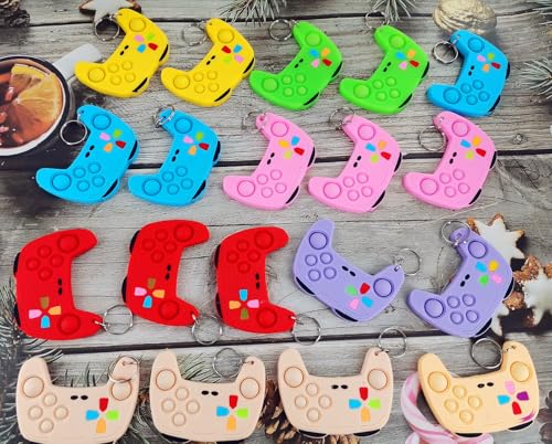 20 Packs Bulk Mini Pop Game Controller fidgets Bubble Keychain,for kids toys hoilday Summer Party Favors Classroom Students Gifts Teacher