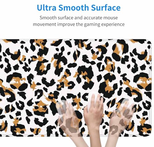 Mouse Pad,Office Desk Mat Large Gaming Keyboard Pad Stitched Edges Washable Smooth Surface Control & Accuracy Extended Computer Mouse Mat (31.5X11.8In)-Leopard Animal Pattern - color: Leopard Animal Pattern, size: 31.5L x 11.8W inches