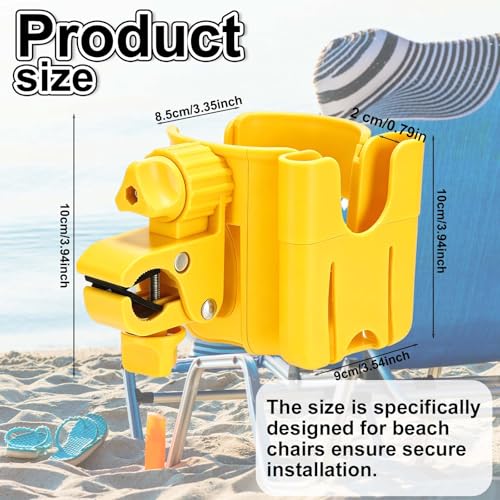 Unittype 6 Pcs Beach Chair Cup Holders with Phone Stand Adjustable Clip on Drink Holders Pink Yellow Beige Portable Cup Snack Stand for Cruise Ship Loungers Pool Chairs Outdoor Seating