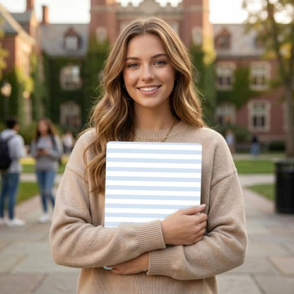 DONGKE Case for MacBook Pro 13 Inch (2026-2020 Models A2338 M2 M1/A2251/A2289), Blue & White Stripes Hard Shell Case with Keyboard Protector, Compatible with Retina Display and Touch Bar - color: Blue & White Stripes