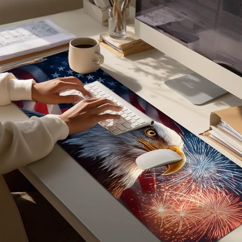 HOMETITUTE XL Mouse Pad Gaming Mousepad Eagle Art 31.5x11.8 Inch Non-Slip Keyboard Desktop Protector Mat Diatomite Large Mouse Pad for Home and Office Desk Accessories - color: Eagle Art