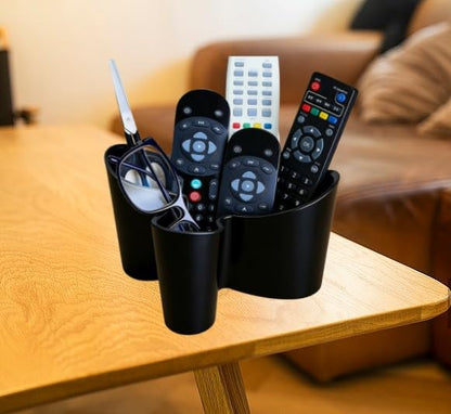 Khakho Flower Shape Remote Control Holder,Desk Organizer Storage Container, Office Supplies Desktop Organizer Rack,Multi-Functional Remote Control Box (Black) - color: Black