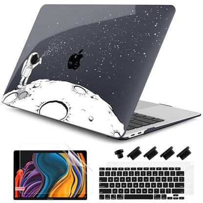 DONGKE Compatible with MacBook Air 13 inch Case 2021 2020 2019 2018 Release A2337 M1 A2179 A1932 with Retina Display & Touch ID, Plastic Hard Shell & Keyboard Cover - Astronaut - color: Astronaut