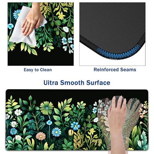 Large Mouse Pad + Keyboard Wrist Rest Set, Extended Gaming Mousepad (31.5X11.8 inch) with Non-Slip Rubber, Ergonomics Memory Foam Mouse Wrist Rest Support, Green Garden Pattern XXL Desk Pad - color: Yu-Mouse Pad-3-B39