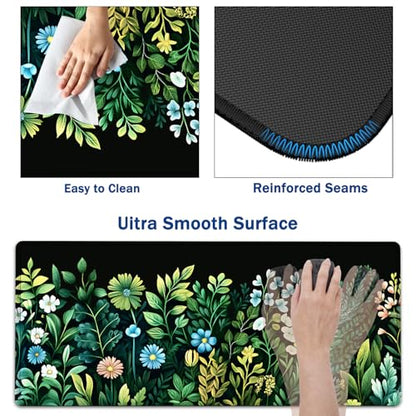 Large Mouse Pad + Keyboard Wrist Rest Set, Extended Gaming Mousepad (31.5X11.8 inch) with Non-Slip Rubber, Ergonomics Memory Foam Mouse Wrist Rest Support, Green Garden Pattern XXL Desk Pad - color: Yu-Mouse Pad-3-B39