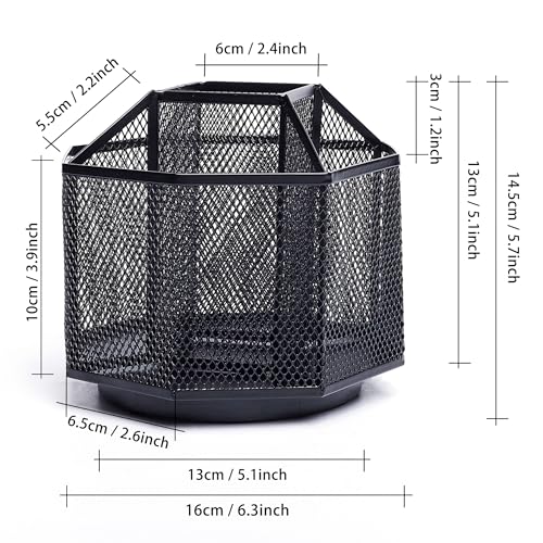 Exerz Desk Organiser/Mesh Desk Tidy Candy/Pen Holder/Multifunctional Organiser 360 Rotating - color: Black