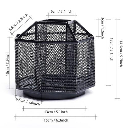 Exerz Desk Organiser/Mesh Desk Tidy Candy/Pen Holder/Multifunctional Organiser 360 Rotating - color: Black