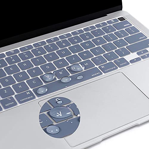 MOSISO Keyboard Cover Compatible with MacBook Air 13 inch 2022 2021 2020 Release A2337 M1 A2179 Retina Display with Touch ID Backlit Magic Keyboard, Waterproof Protective Silicone Skin, Lavender Gray - color: Lavender Gray