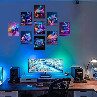 DDOPLKK Gaming Room Canvas Wall Art Set of 9, Game Posters Wall Decor, Gamer Paintings Picture Print for Boys Room Kids Game Room Bedroom Boys Home Decoration 8x10In Unframed