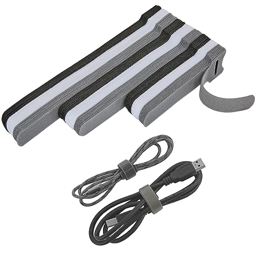 90 PCS Reusable Cable Ties with Hook and Loop, Multi-purpose Adjustable Cable Management Wire Ties Cable Straps for Organizing Home, Office and Data Centers (Black+White+Grey, 4"-6"-8") - color: Black+white+grey 4+6+8 In-90 Pcs
