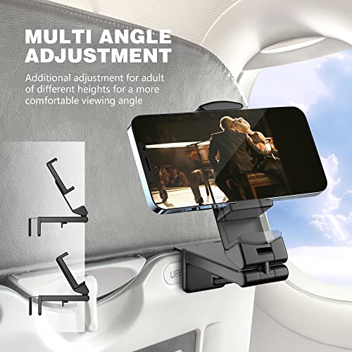 Perilogics Airplane Phone Holder Mount Universal in Flight Hands Free Viewing with Multi-Directional Dual 360 Degree Rotation (Black/Black) - color: Black / Black